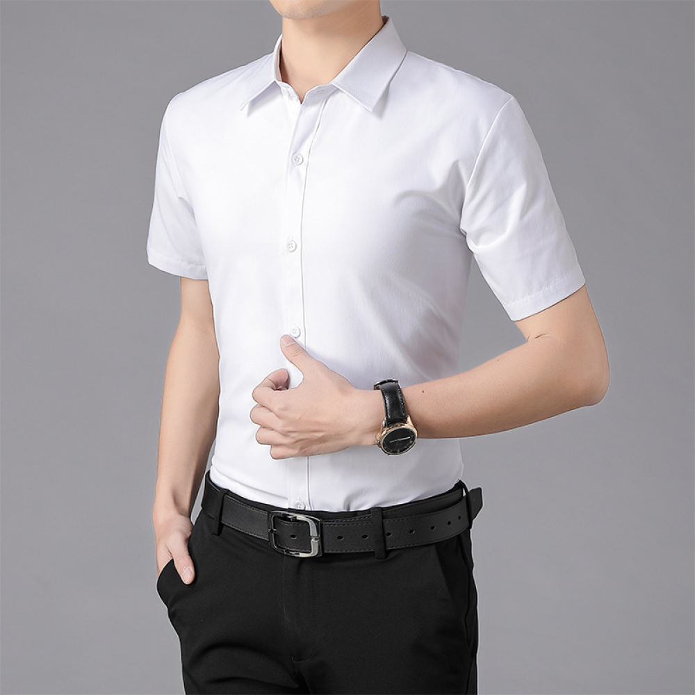 Men Formal Office Wear Shirts - 새로운 남성용 반팔 셔츠, 슬림핏, 단색,