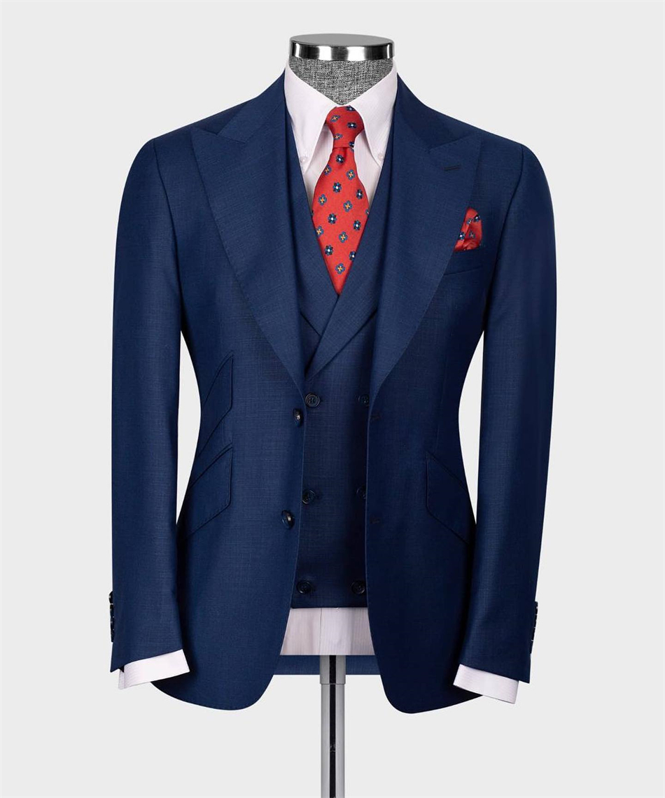 Men Formal Wear With Blazer - 우아한 네이비 클래식 웨딩 턱시도, 블레이저