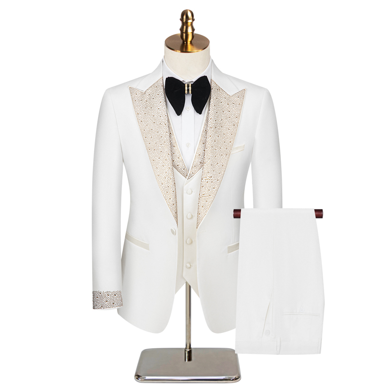 Men'S Formal Dinner Wear - 2026 글리터 크리스탈 3피스 남성 정장