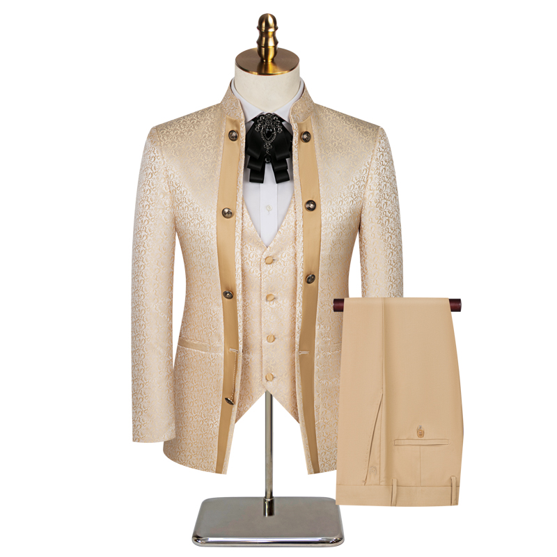 Men'S Formal Dinner Wear - 2026 자카드 3피스 남성 정장 세트