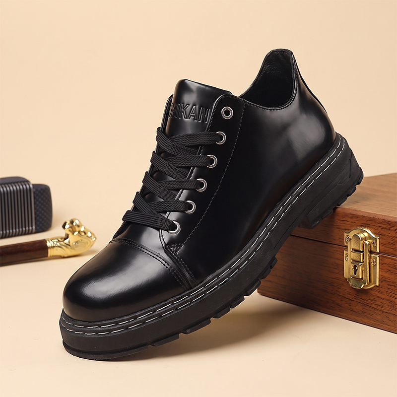 Formal Men Daily Wear Shoes - 남성용 블랙 레이스업 가죽 신발 두꺼운