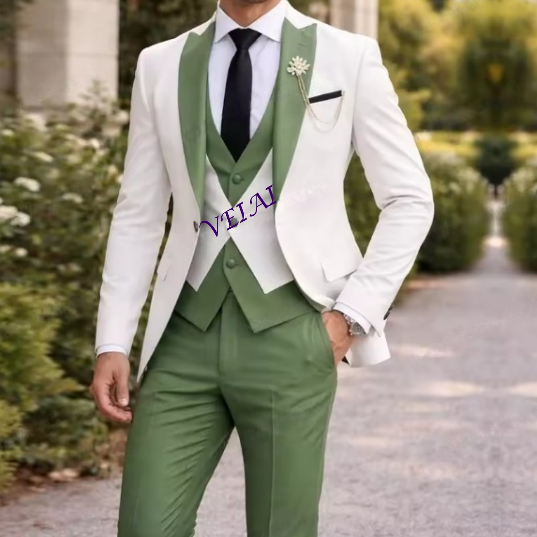 Men'S Formal Wear For A Wedding - 맞춤형 새 흰색과 민트 그린 정장
