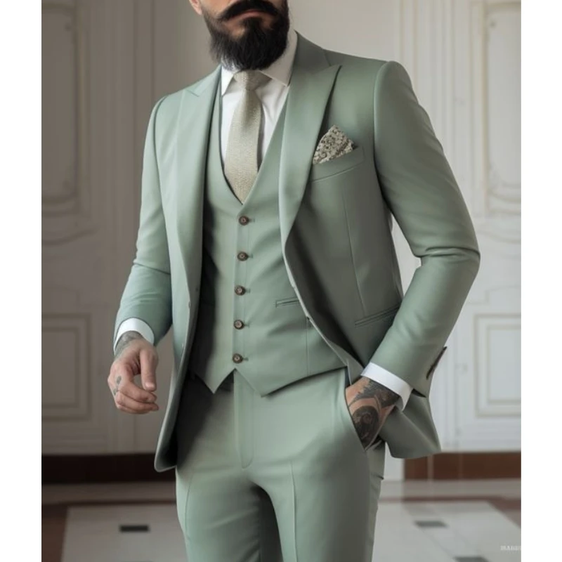 Men Formal Wear Green - 밝은 녹색 정장 남자 정장 3