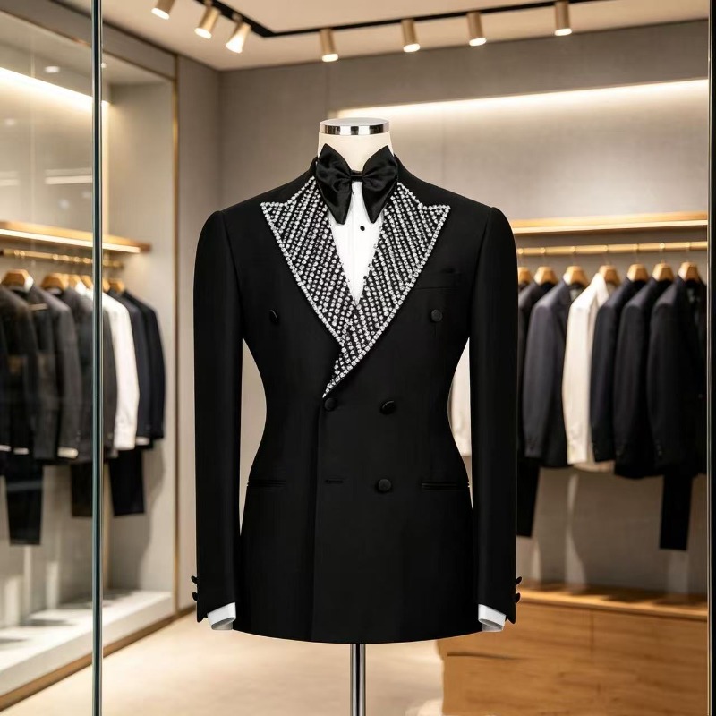Men Formal Wear For Wedding - 남성용 고급 슬림핏 웨딩 턱시도, 비즈