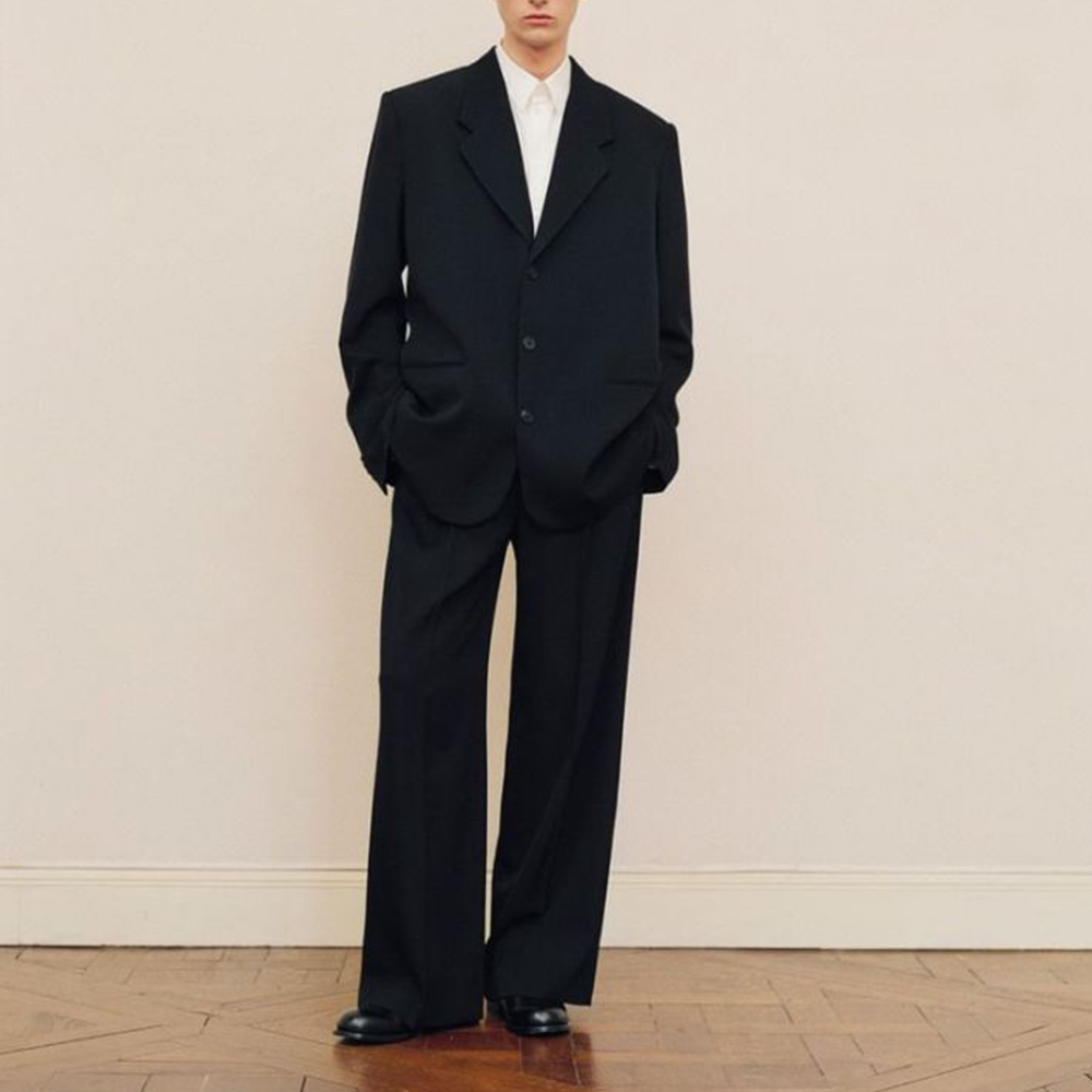 Men Formal Wear Pants - 남성용 블랙 오버사이즈 수트 세트 싱글