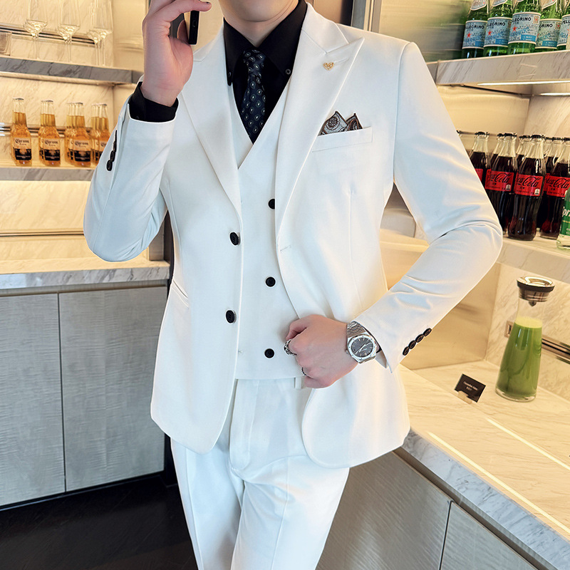 화이트 남성 정장 3피스 슬림핏 피크 라펠 포멀 웨딩  - Men'S Formal Dinner Wear 리뷰 및 가격