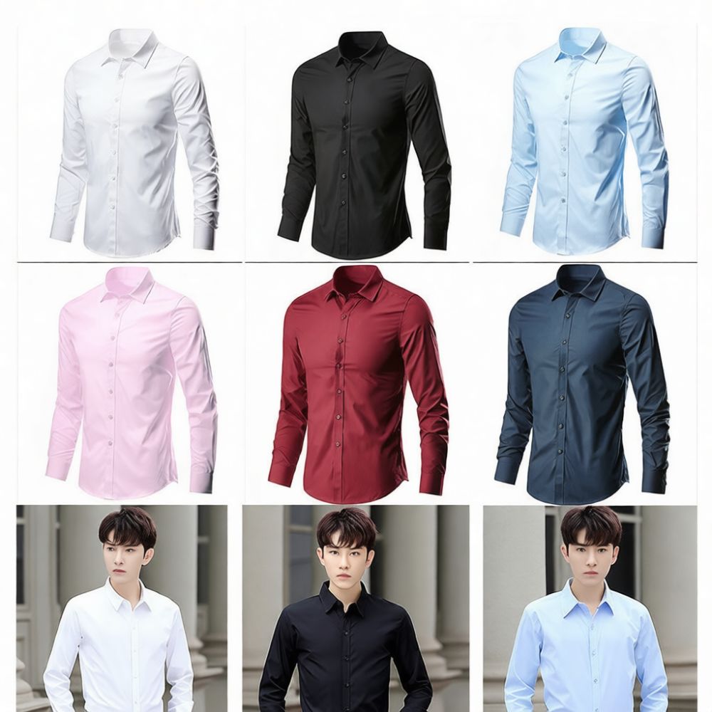 남성용 슬림핏 드레스 셔츠, 긴팔, 캐주얼, 비즈니스, - Men Formal Office Wear Shirts 리뷰 및 가격