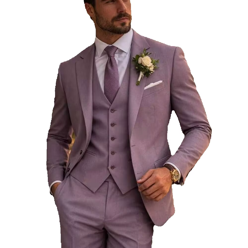 라벤더 3피스 남성 정장 라일락 슬림핏 싱글 브레스티드 - Men Formal Wear For Wedding 리뷰 및 가격