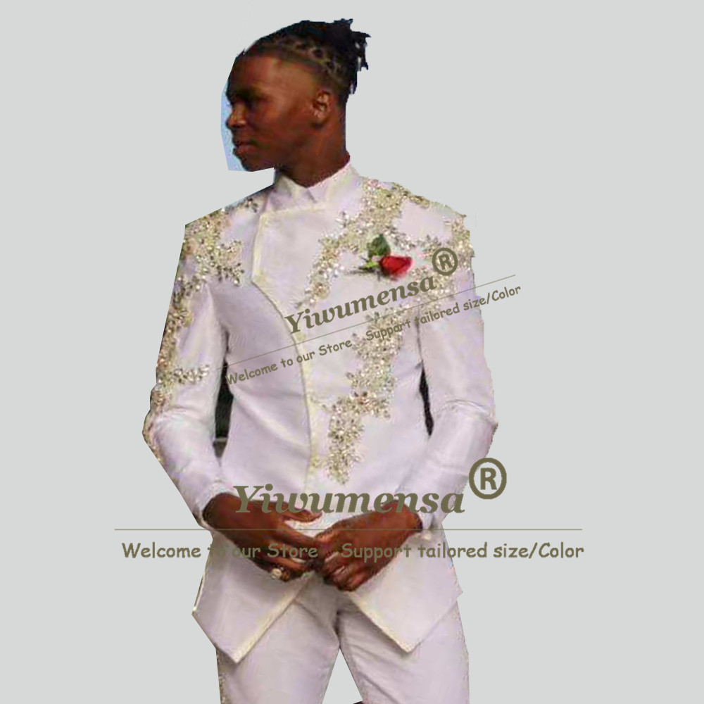 남성용 독특한 디자인의 웨딩 수트, 반짝이는 비즈와 크 - Men Formal Wear For Wedding 리뷰 및 가격