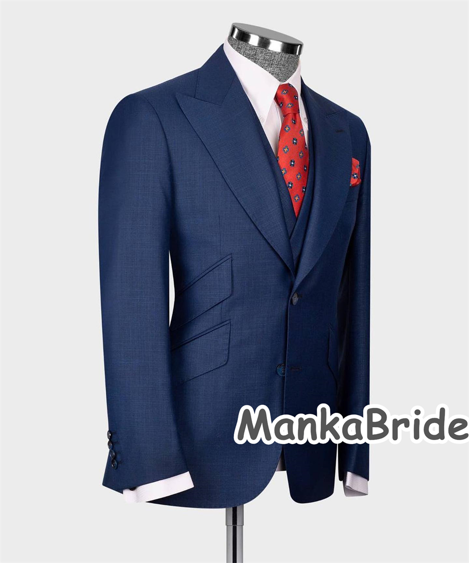 우아한 네이비 클래식 웨딩 턱시도, 블레이저 조끼 바지 - Men Formal Wear With Blazer 리뷰 및 가격