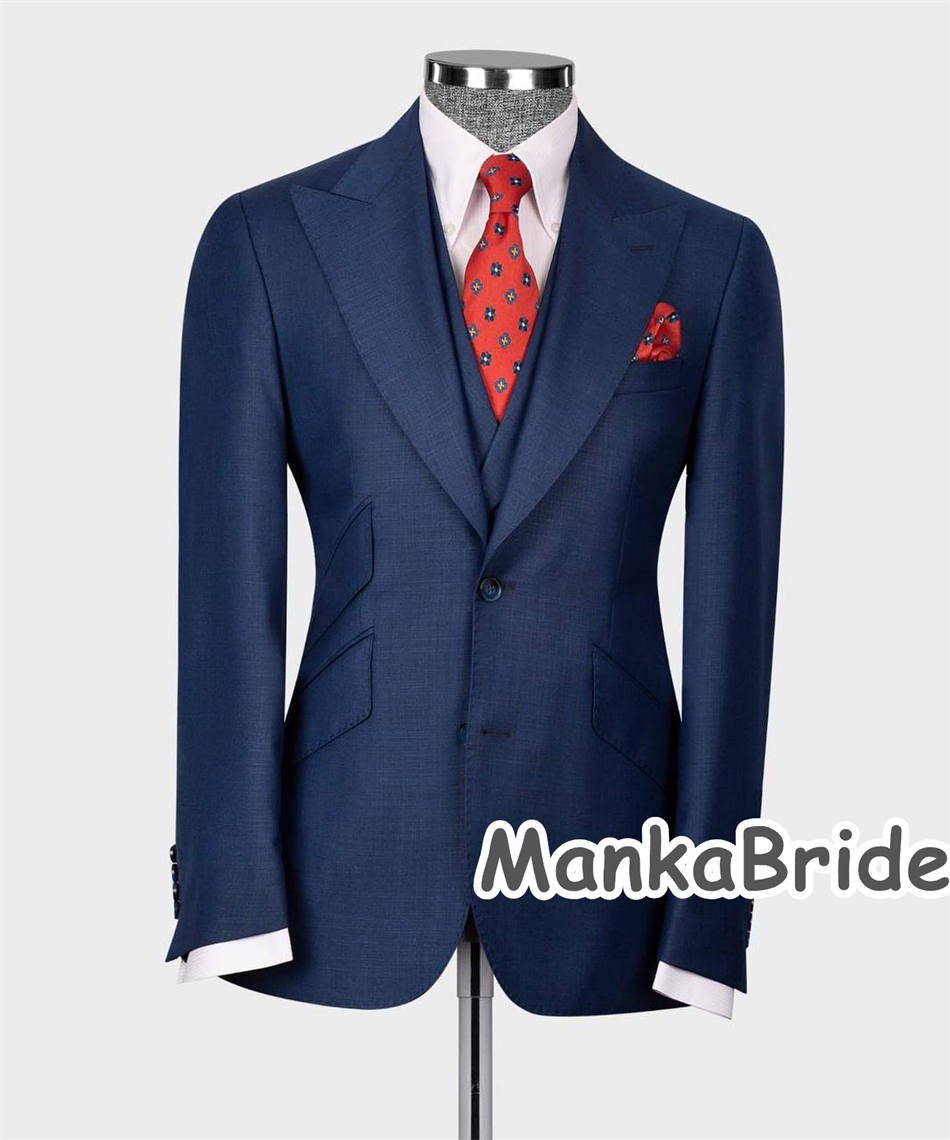 우아한 네이비 클래식 웨딩 턱시도, 블레이저 조끼 바지 - Men Formal Wear With Blazer 리뷰 및 가격