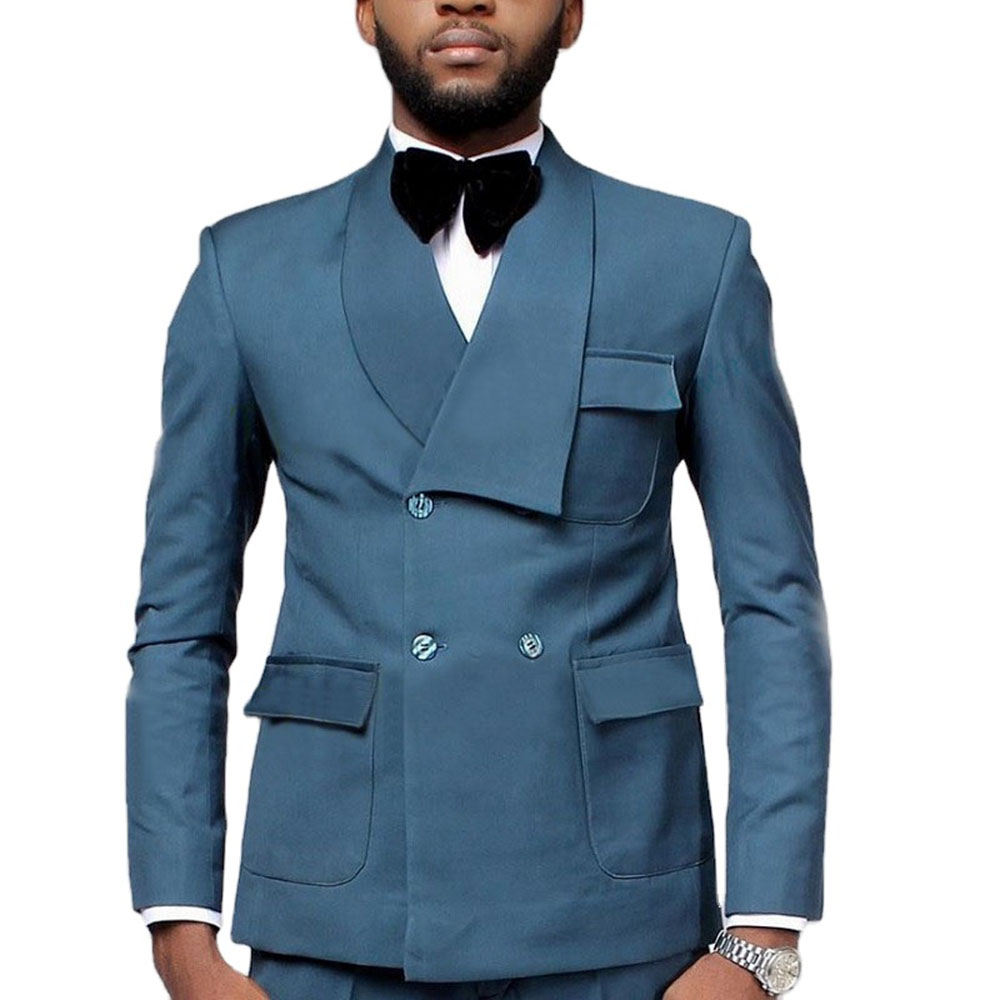 최신 디자인 더블 브레스트 레이크 블루 블레이저 바지  - Men Formal Wear Pants 리뷰 및 가격