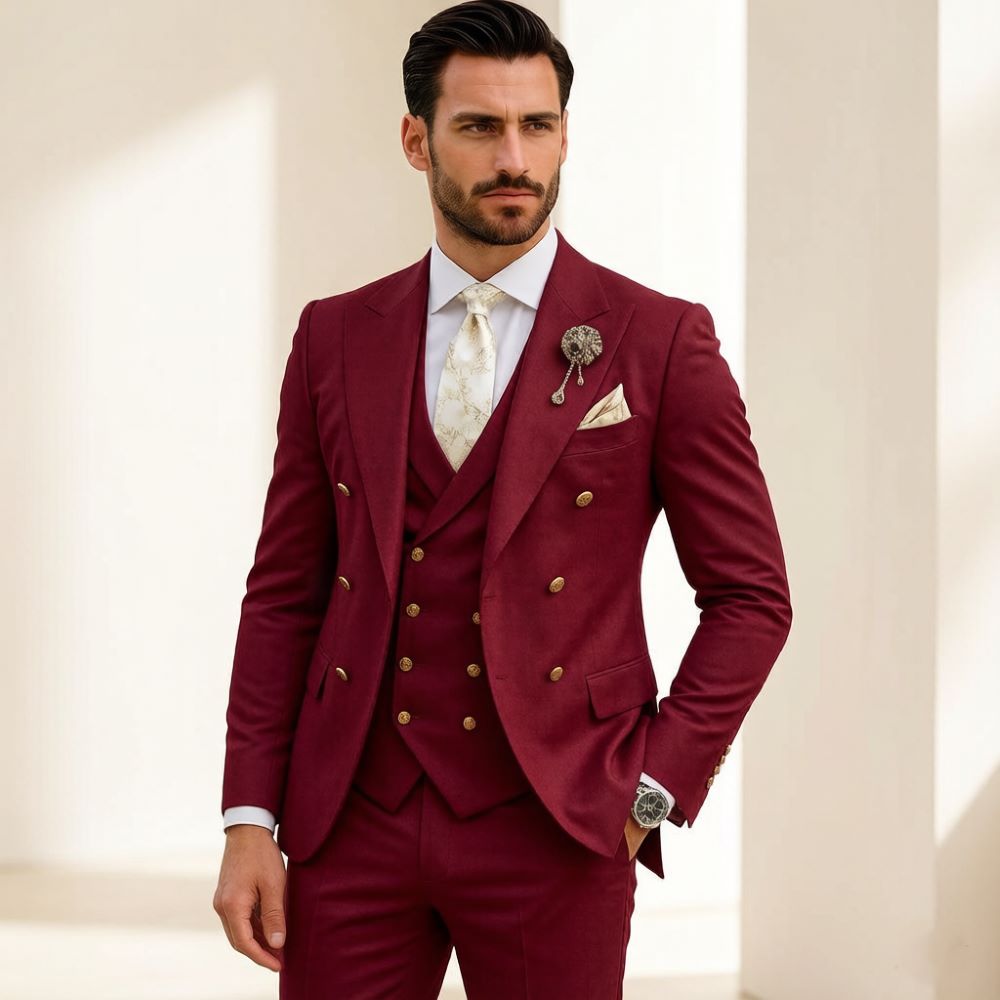 남성 아이보리 웨딩 수트 슬림핏 3피스 더블 브레스티드 - Men Formal Wear For Wedding 리뷰 및 가격