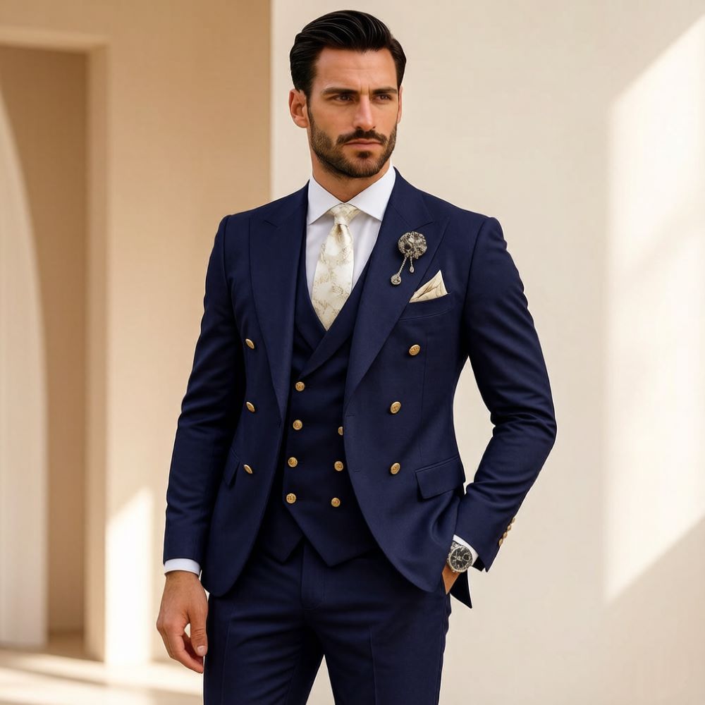 남성 아이보리 웨딩 수트 슬림핏 3피스 더블 브레스티드 - Men Formal Wear For Wedding 리뷰 및 가격