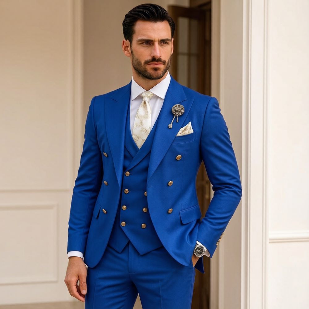 남성 아이보리 웨딩 수트 슬림핏 3피스 더블 브레스티드 - Men Formal Wear For Wedding 리뷰 및 가격