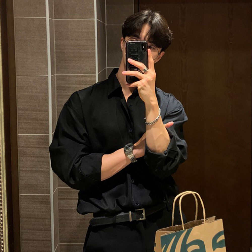 남성용 긴팔 셔츠, 블랙, 캐주얼 비즈니스 스타일, 고 - Men Formal Office Wear Shirts 리뷰 및 가격