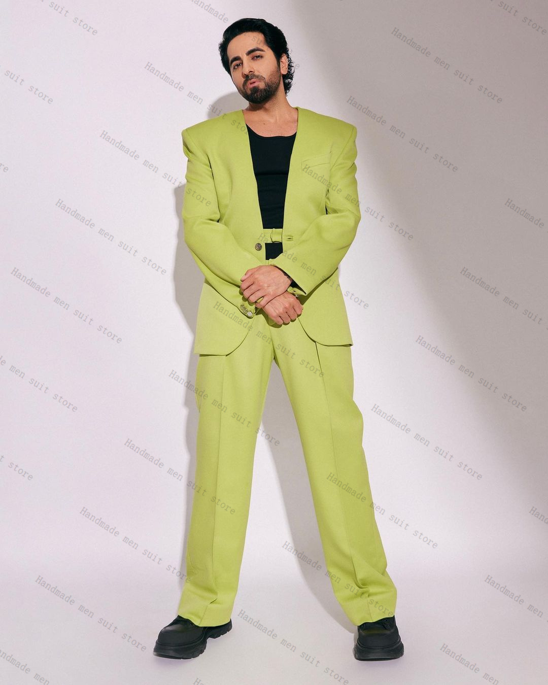 패션 그린 남성 정장 세트 2피스 블레이저+벨트 바지  - Men Formal Wear Green 리뷰 및 가격