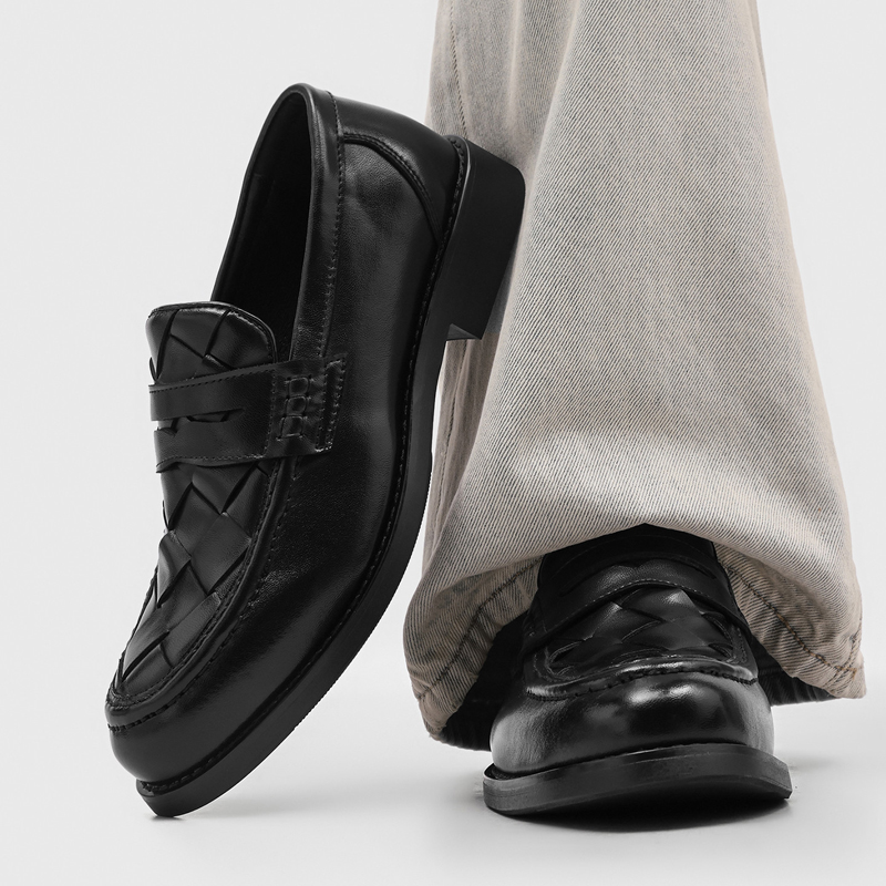 남성 수제 직조 페니 로퍼 블랙 낮은 굽 정장용 레트로 - Formal Men Daily Wear Shoes 리뷰 및 가격