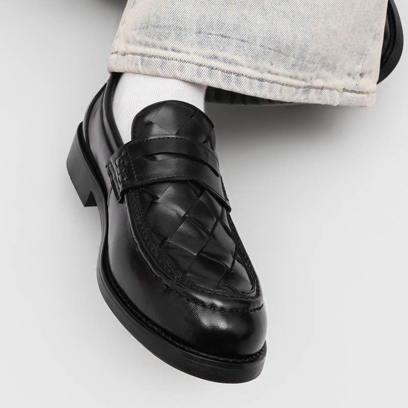 남성 수제 직조 페니 로퍼 블랙 낮은 굽 정장용 레트로 - Formal Men Daily Wear Shoes 리뷰 및 가격
