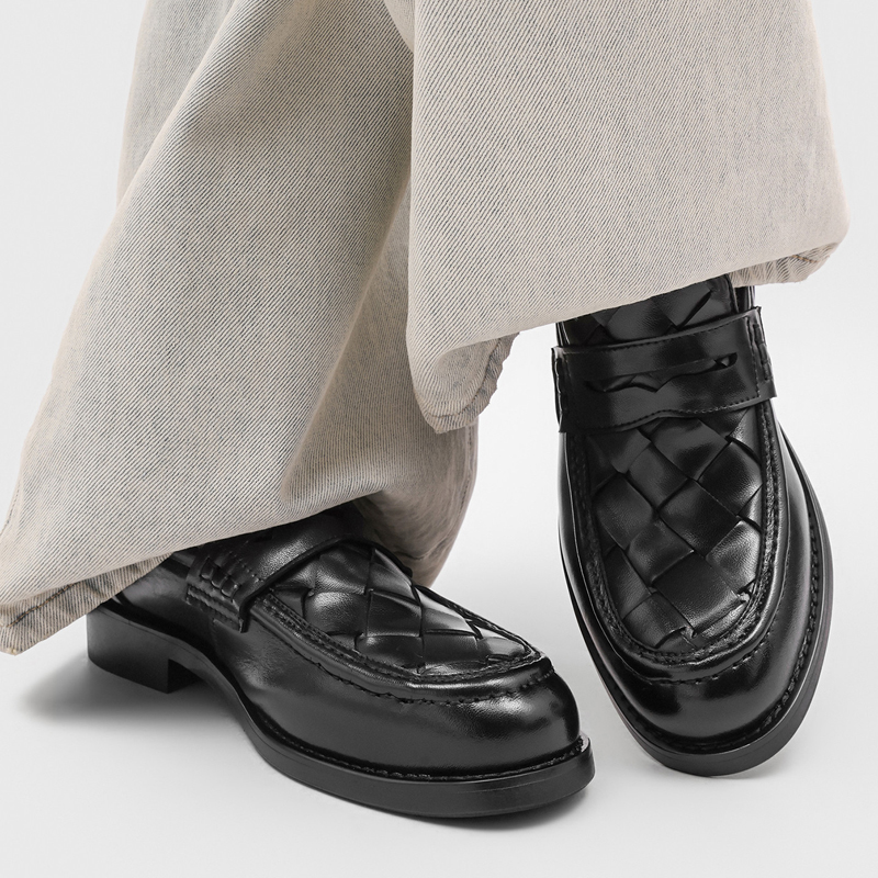 남성 수제 직조 페니 로퍼 블랙 낮은 굽 정장용 레트로 - Formal Men Daily Wear Shoes 리뷰 및 가격