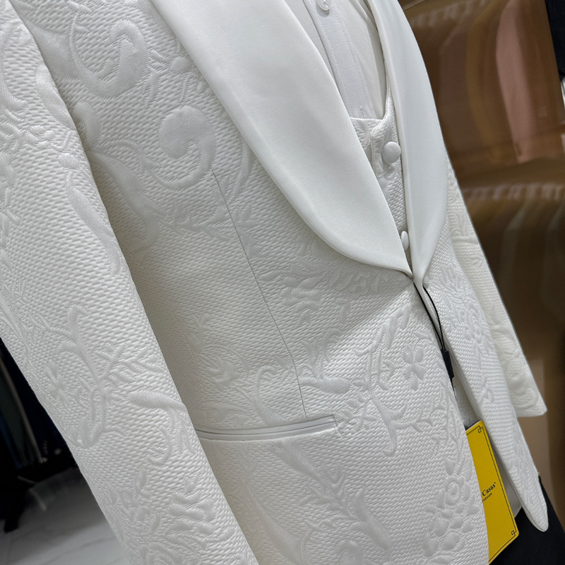 남성 웨딩 정장 화이트 3피스 세트 자카드 재킷 조끼  - Men Formal Wear Pants 리뷰 및 가격