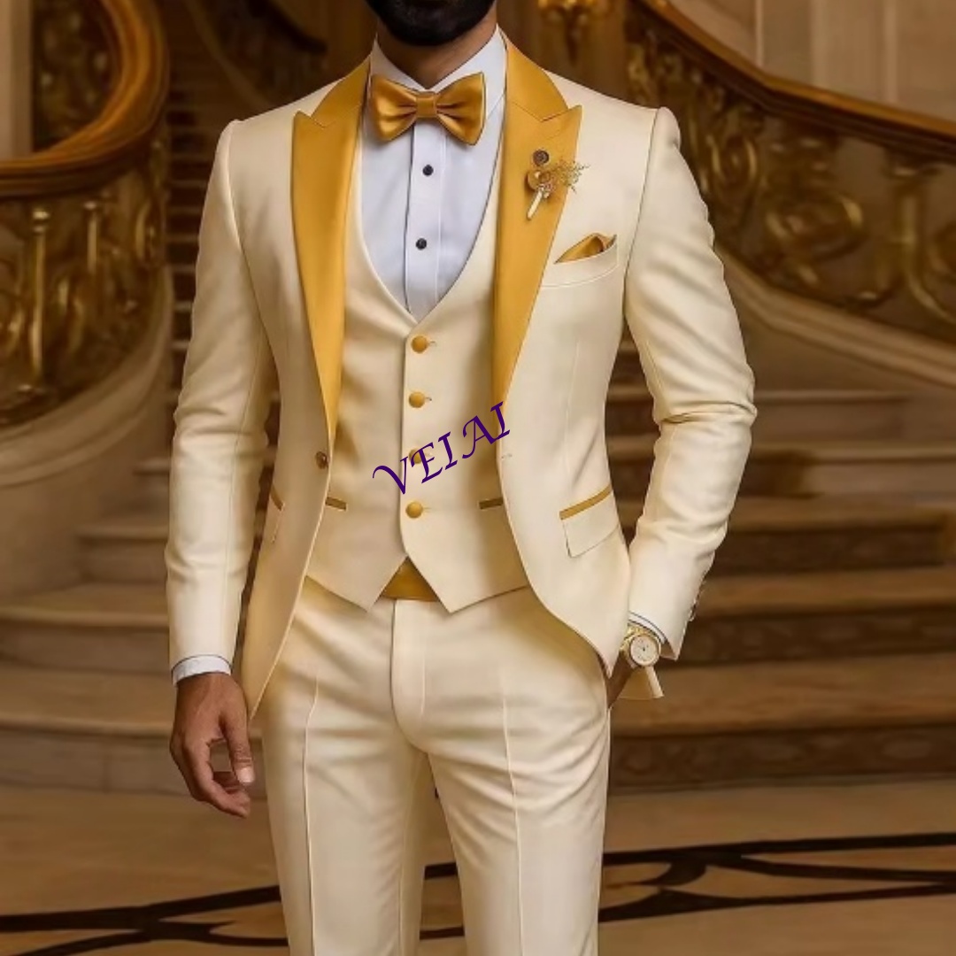 맞춤형 골드 칼라 아이보리 남성 정장 웨딩 파티 포멀  - Men'S Formal Wear For A Wedding 리뷰 및 가격