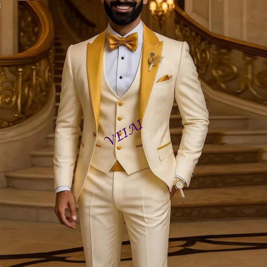 맞춤형 골드 칼라 아이보리 남성 정장 웨딩 파티 포멀  - Men'S Formal Wear For A Wedding 리뷰 및 가격