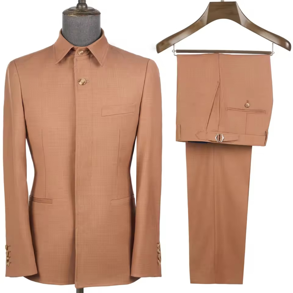 맞춤형 남성용 사파리 수트 2피스 캐주얼 스퀘어 칼라  - Men Formal Wear Pants 리뷰 및 가격