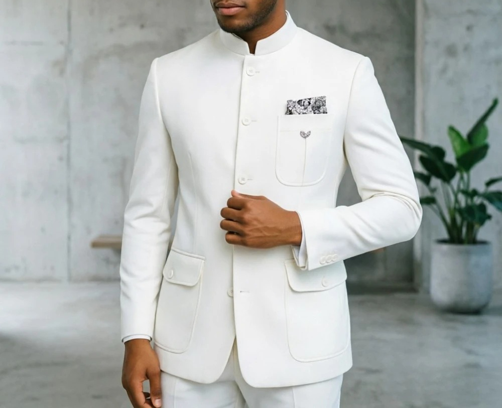 사파리 남성 정장 프리미엄 라이트 그린 만다린 칼라 사 - Men Formal Wear Green 리뷰 및 가격