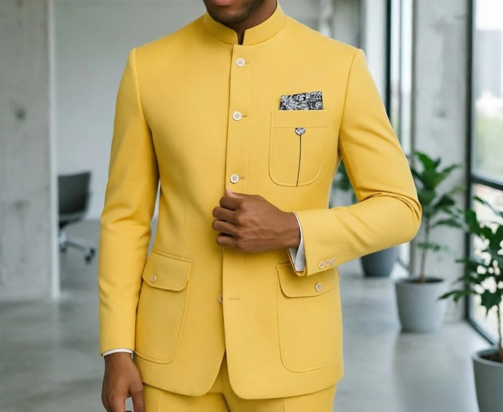 사파리 남성 정장 프리미엄 라이트 그린 만다린 칼라 사 - Men Formal Wear Green 리뷰 및 가격