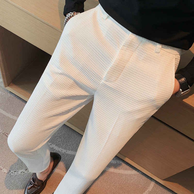 2024 가을 새로운 와플 스트레치 허리 비즈니스 정장 - Men'S Formal Wear For A Wedding 리뷰 및 가격