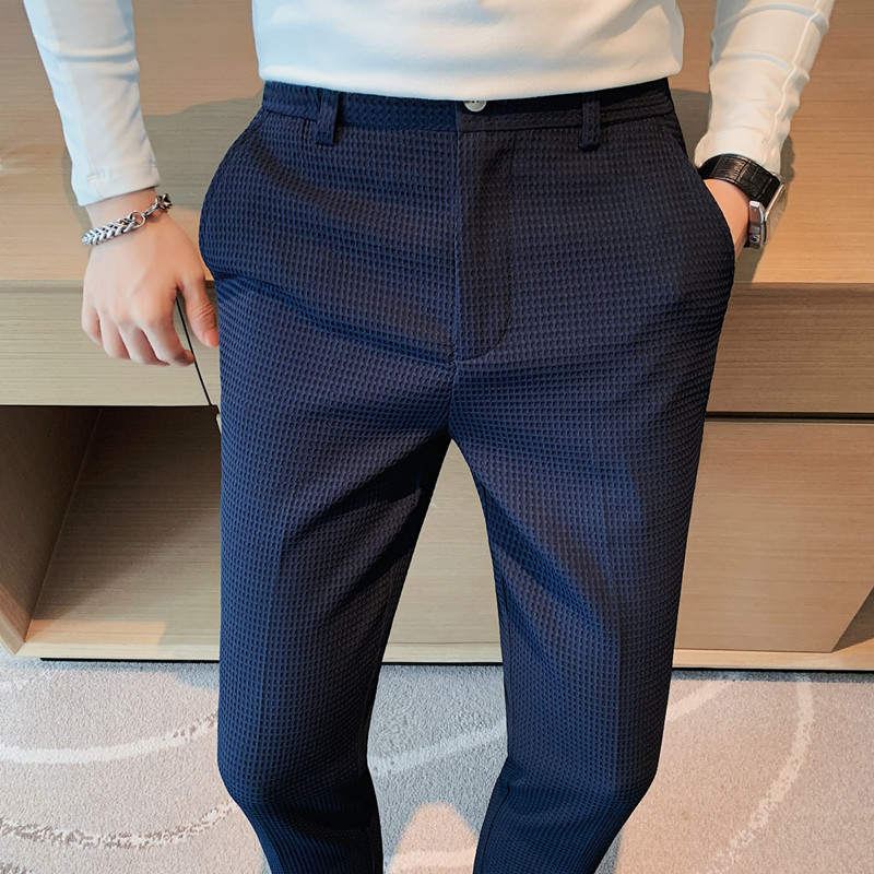 2024 가을 새로운 와플 스트레치 허리 비즈니스 정장 - Men'S Formal Wear For A Wedding 리뷰 및 가격