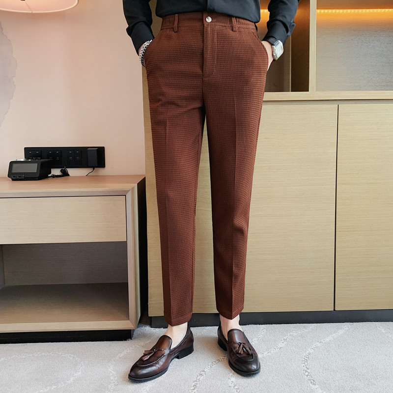 2024 가을 새로운 와플 스트레치 허리 비즈니스 정장 - Men'S Formal Wear For A Wedding 리뷰 및 가격
