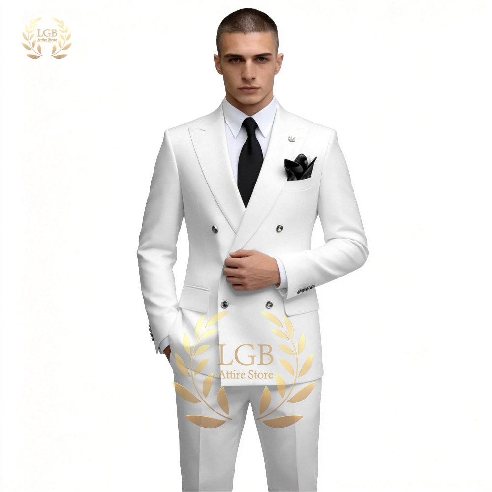 남성용 화이트 더블 브레스티드 수트 2피스 세트 슬림핏 - Men'S Formal Dinner Wear 리뷰 및 가격