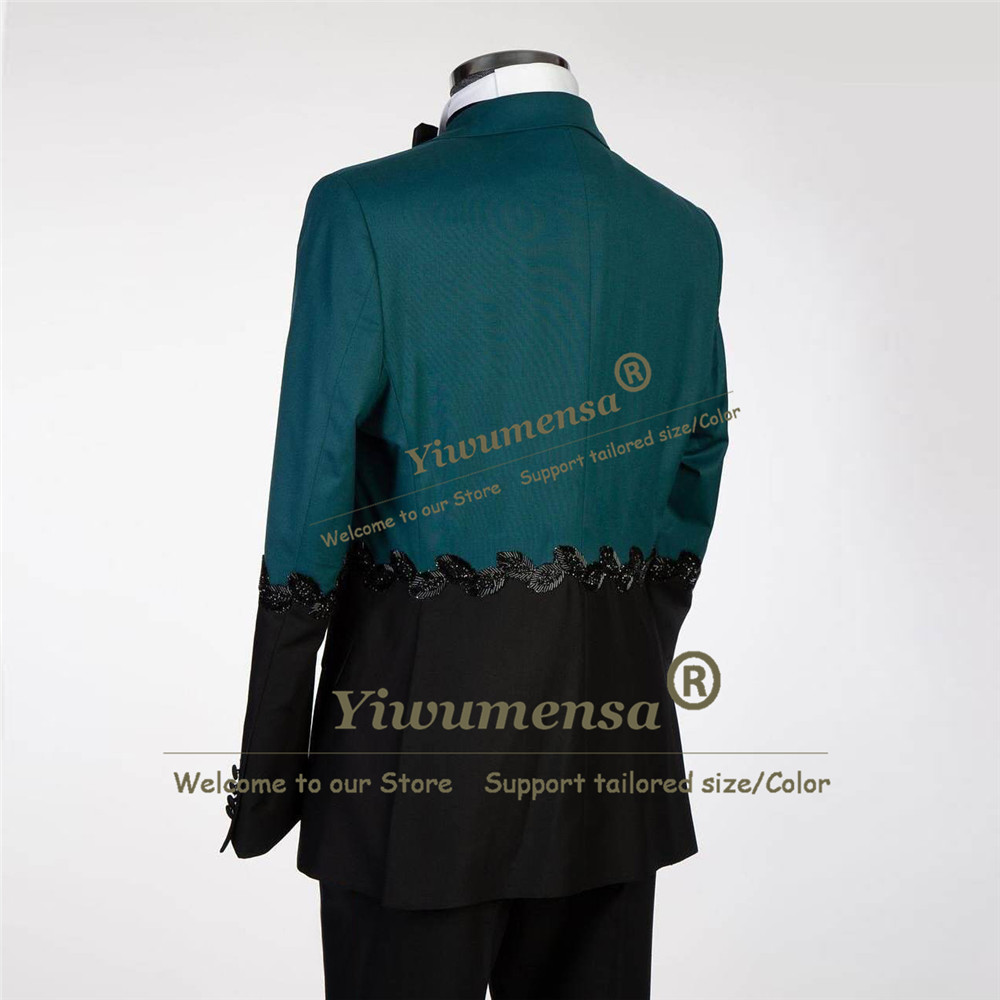 유니크한 디자인 남성용 투톤 재킷 팬츠 세트, 블랙 비 - Men Formal Wear For Wedding 리뷰 및 가격