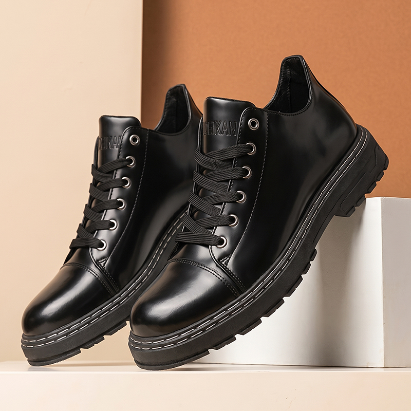 남성용 블랙 레이스업 가죽 신발 두꺼운 밑창 비즈니스  - Formal Men Daily Wear Shoes 리뷰 및 가격