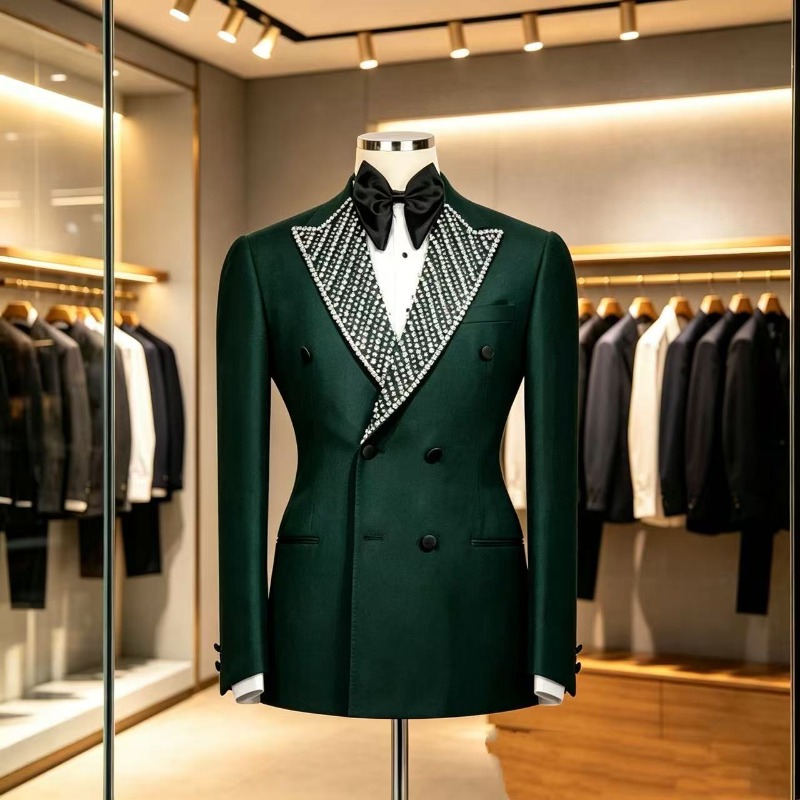 남성용 고급 슬림핏 웨딩 턱시도, 비즈 장식 더블 브레 - Men Formal Wear For Wedding 리뷰 및 가격
