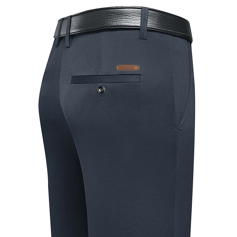 남성용 롱 스트레이트 레그 드레스 팬츠, 가죽 라벨 백 - Men Formal Wear Pants 리뷰 및 가격