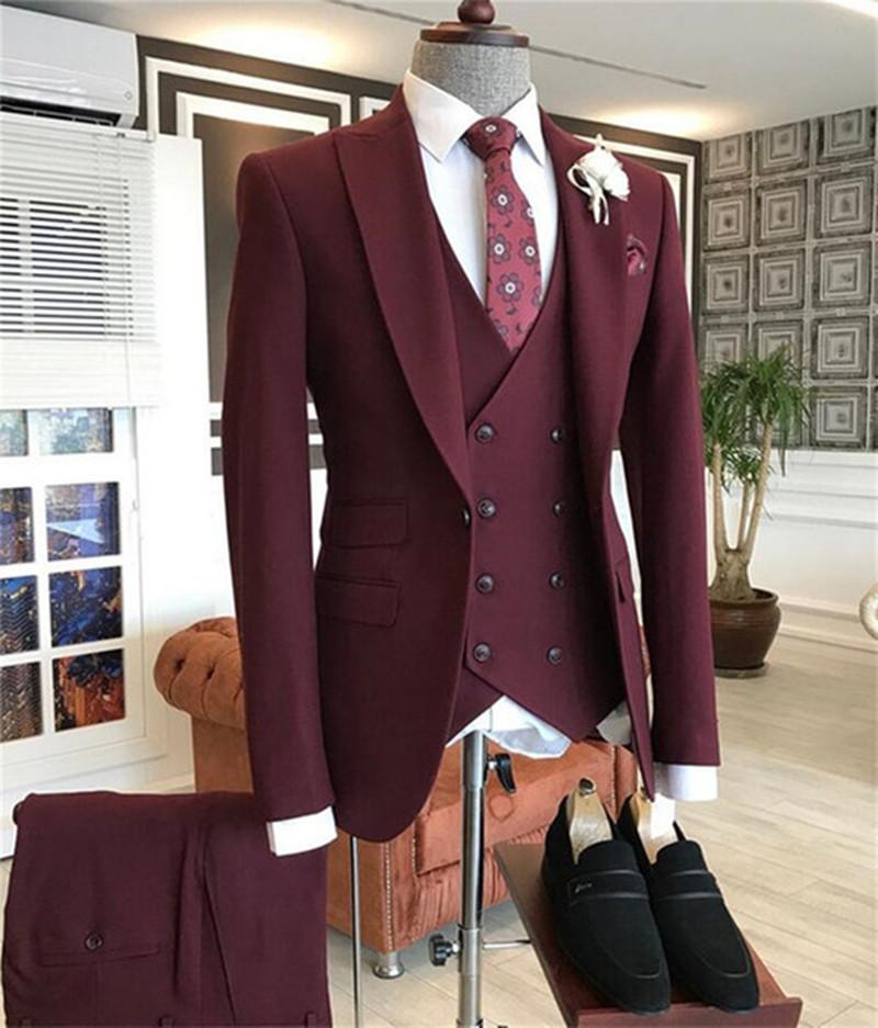 2021 부르고뉴 더블 브레스트 조끼 의상 옴므 남자  - Men Formal Wear With Blazer 리뷰 및 가격