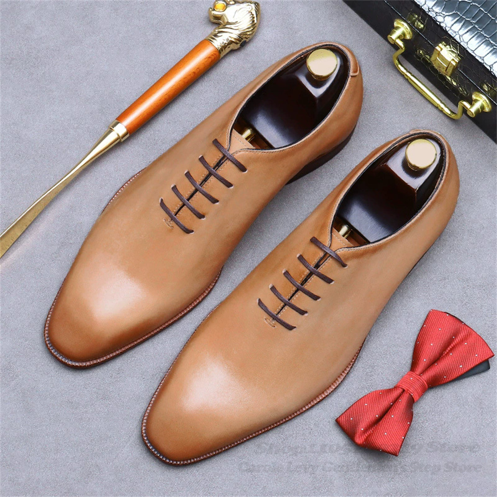 남성 비즈니스 가죽 신발 스퀘어 토 레이스업 심플 가죽 - Formal Men Daily Wear Shoes 리뷰 및 가격