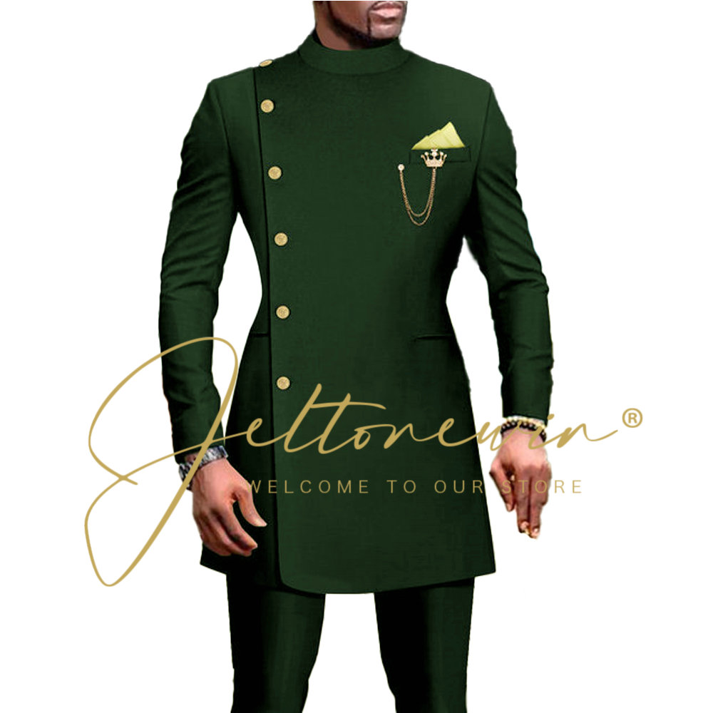 남성용 더블 브레스트 웨딩 블레이저 세트, 정장 신랑  - Men Formal Wear Green 리뷰 및 가격