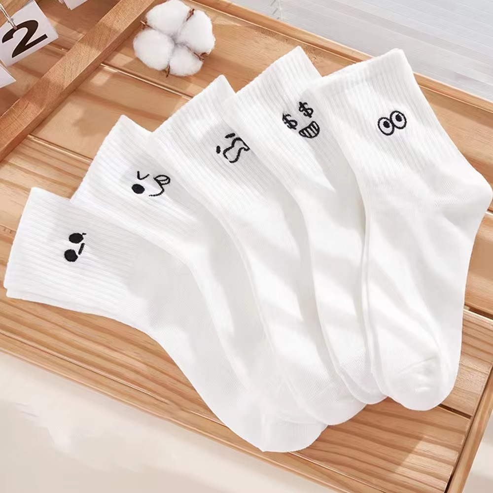5켤레 흰색 이모지 양말, 매우 부드럽고 귀여운 디자인 - Men Formal Wear Fashion 리뷰 및 가격
