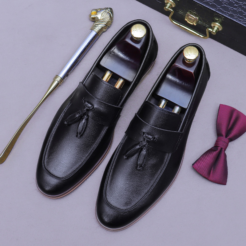 남성 태슬 가죽 로퍼 투톤 버니쉬 스퀘어 토 로우 블록 - Formal Men Daily Wear Shoes 리뷰 및 가격