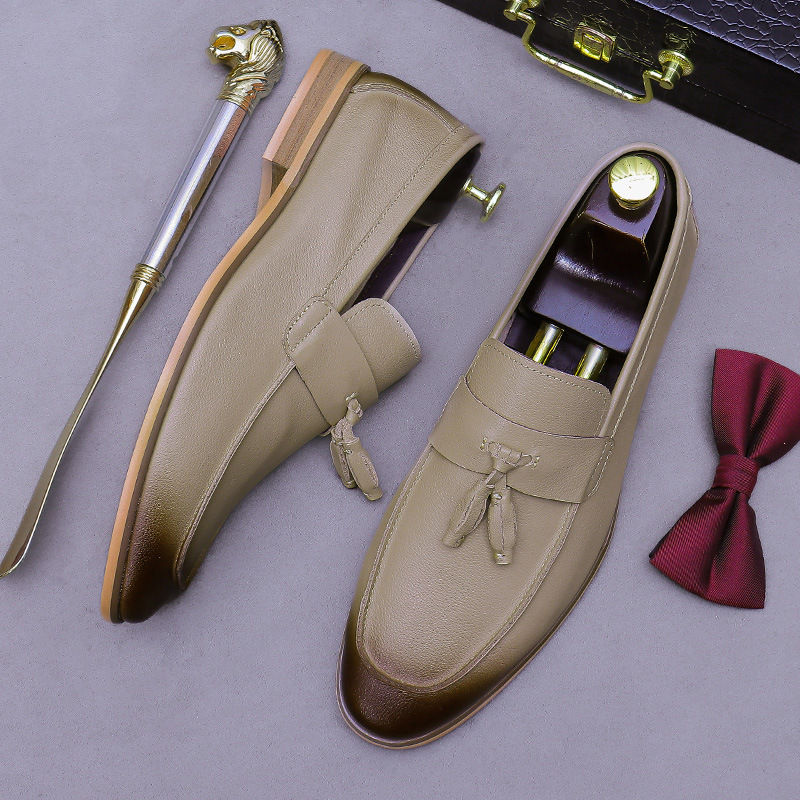 남성 태슬 가죽 로퍼 투톤 버니쉬 스퀘어 토 로우 블록 - Formal Men Daily Wear Shoes 리뷰 및 가격