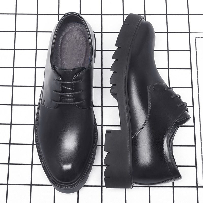 남성용 블랙 가죽 레이스업 드레스 슈즈, 두꺼운 러그  - Formal Men Daily Wear Shoes 리뷰 및 가격