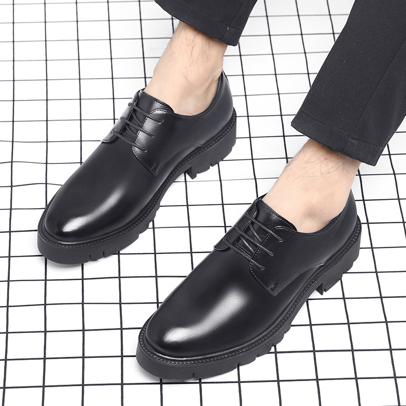 남성용 블랙 가죽 레이스업 드레스 슈즈, 두꺼운 러그  - Formal Men Daily Wear Shoes 리뷰 및 가격