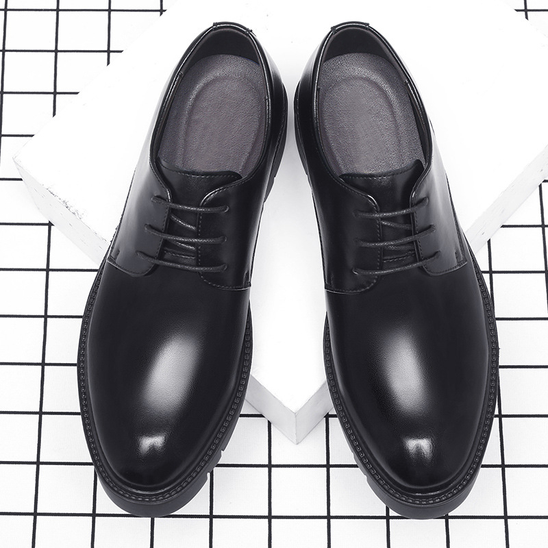남성용 블랙 가죽 레이스업 드레스 슈즈, 두꺼운 러그  - Formal Men Daily Wear Shoes 리뷰 및 가격