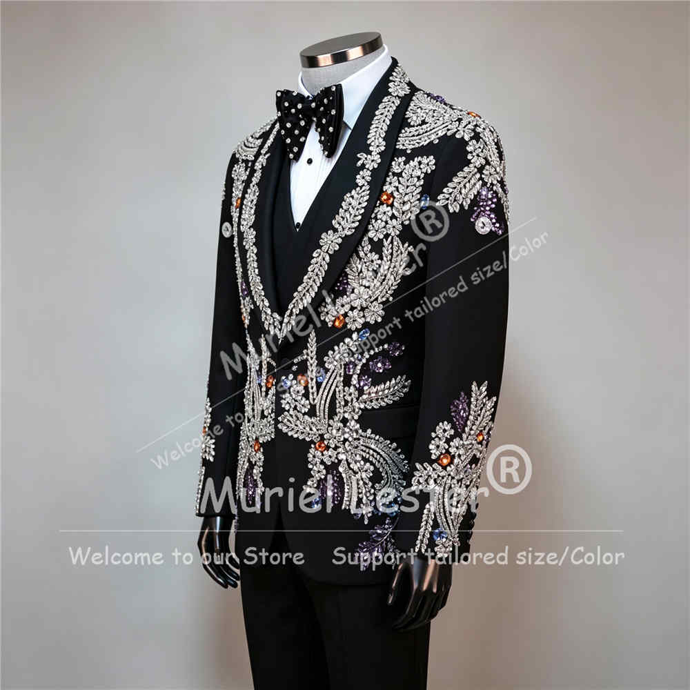 세련된 남성용 웨딩 턱시도 정장 3피스 세트, 반짝이는 - Men'S Formal Dinner Wear 리뷰 및 가격