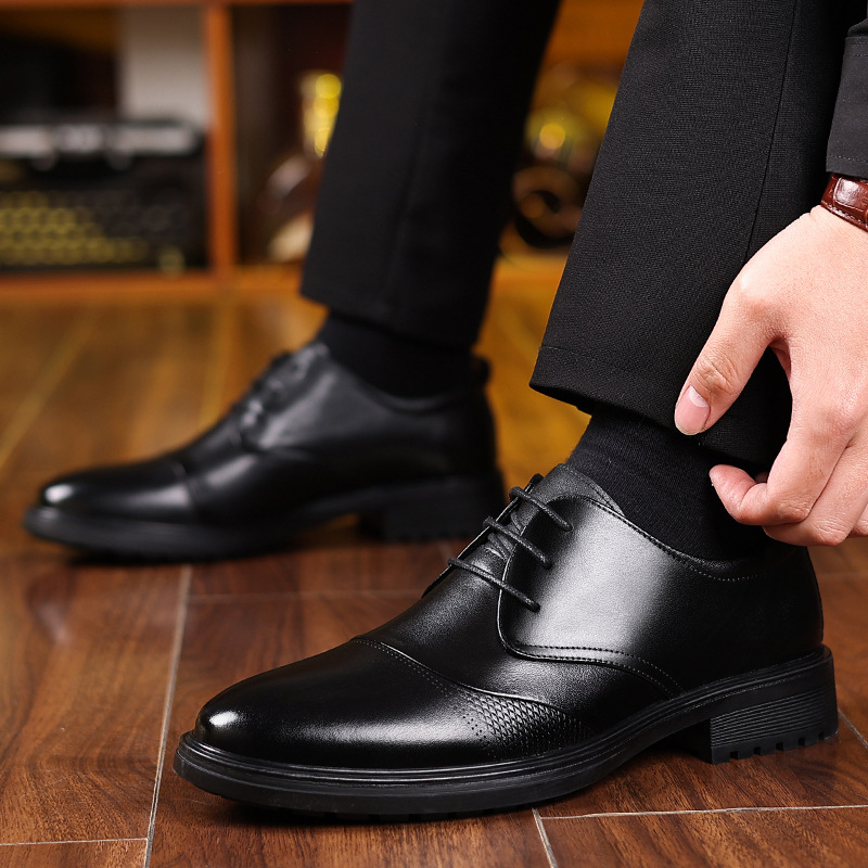 남성용 블랙 천연 가죽 텍스처드 레이스업 청키 솔 옥스 - Formal Men Daily Wear Shoes 리뷰 및 가격