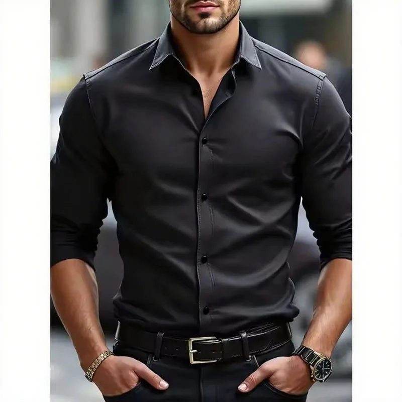 신상품 남성용 솔리드 화이트 비즈니스 드레스 셔츠 긴소 - Men Formal Office Wear Shirts 리뷰 및 가격